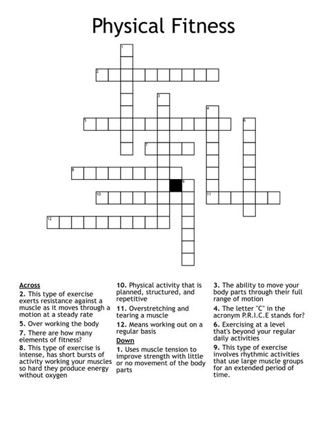 fitness crossword clue|physical fitness Crossword Clue & Synonyms